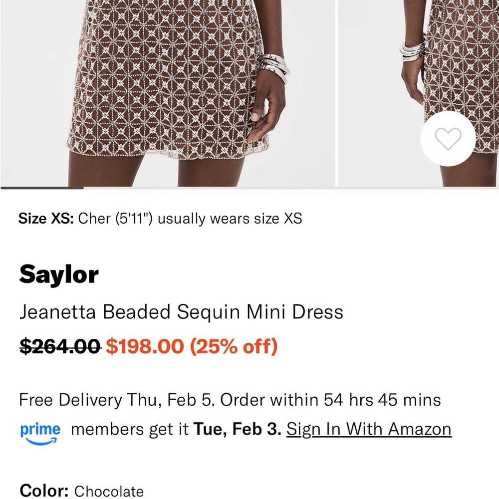 SAYLOR Chocolate Beaded Sequin Mini Dress - Picture 5 of 5